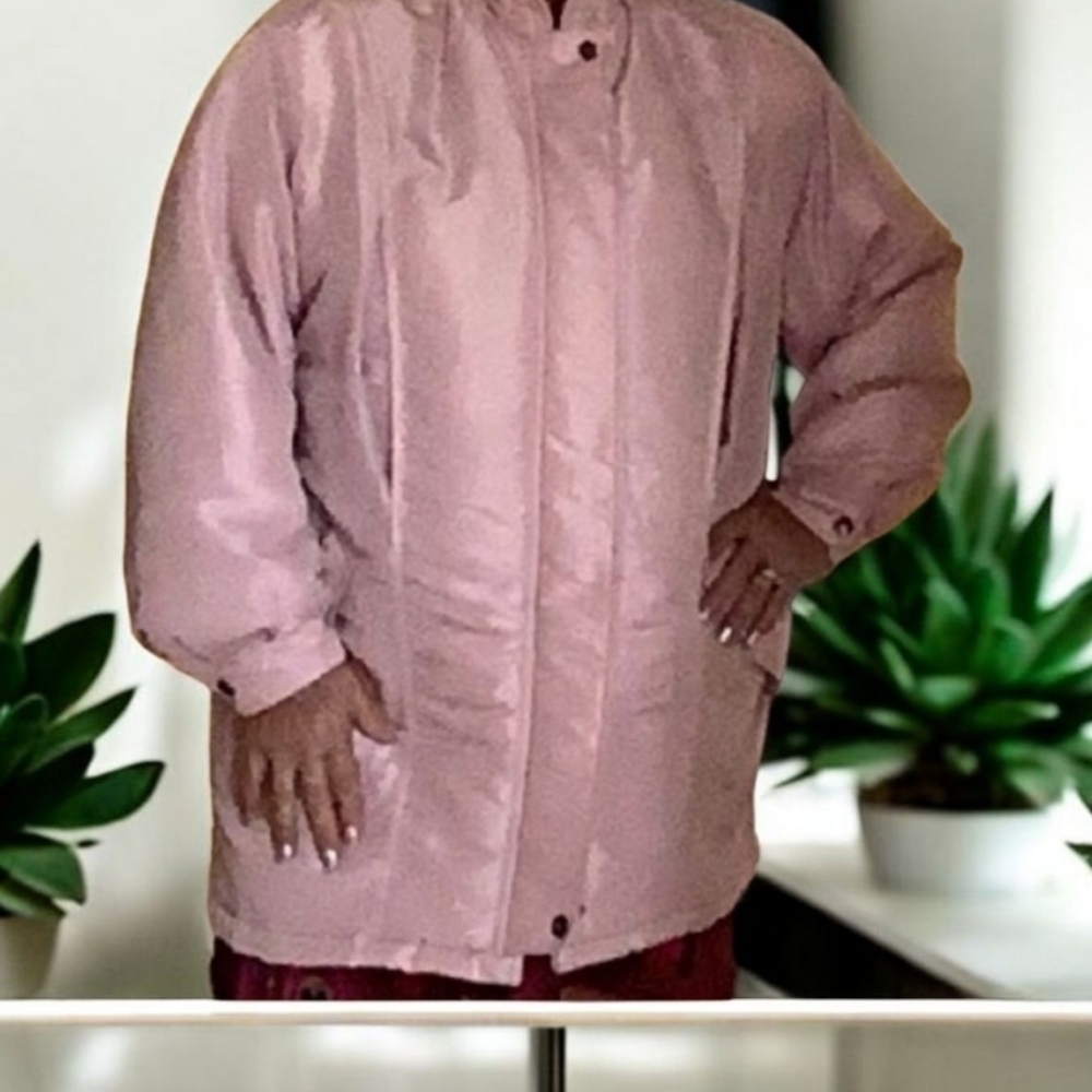 Thermoloft Coat pink zipper front no hood size L 2 front pockets FALL WINTER